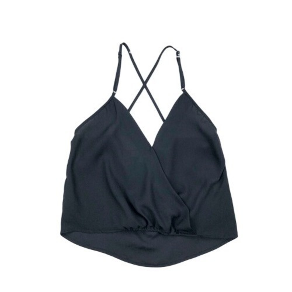 Nicki Minaj Black Spaghetti Strap Draped Flowy Crop Top Size XS‎